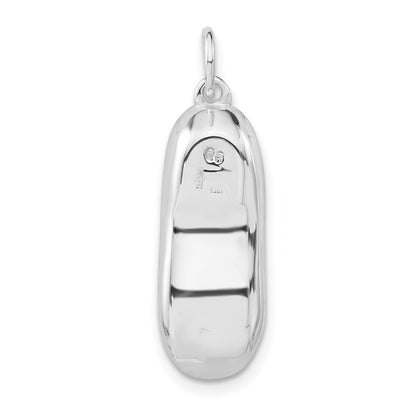 Sterling Silver 3-D Polished Wooden Shoe Pendant