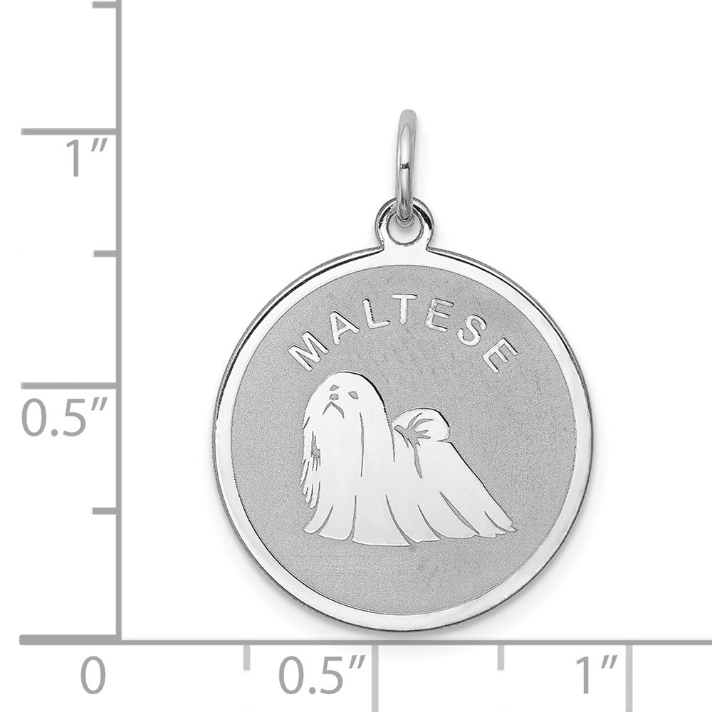 Sterling Silver Rhodium-Plated Maltese Disc Charm