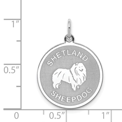 Sterling Silver Rhodium-Plated Shetland Sheepdog Disc Charm