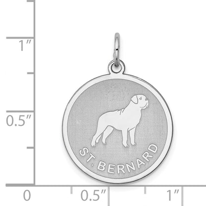 Sterling Silver Rhodium-Plated St. Bernard Disc Charm