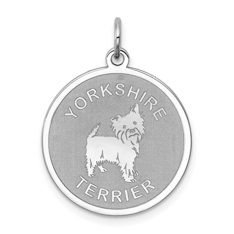 Sterling Silver Rhodium-Plated Yorkshire Terrier Disc Charm