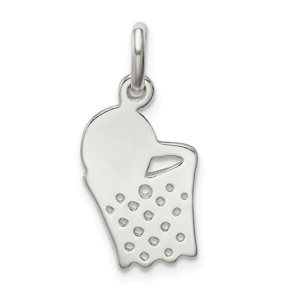 Sterling Silver Basketball In Hoop Charm