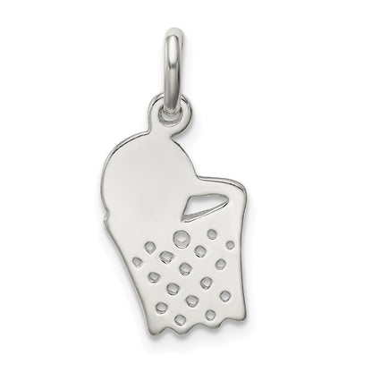 Sterling Silver Basketball In Hoop Charm