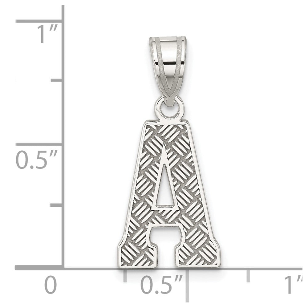 Sterling Silver Rhodium-Plated Letter A Initial Pendant
