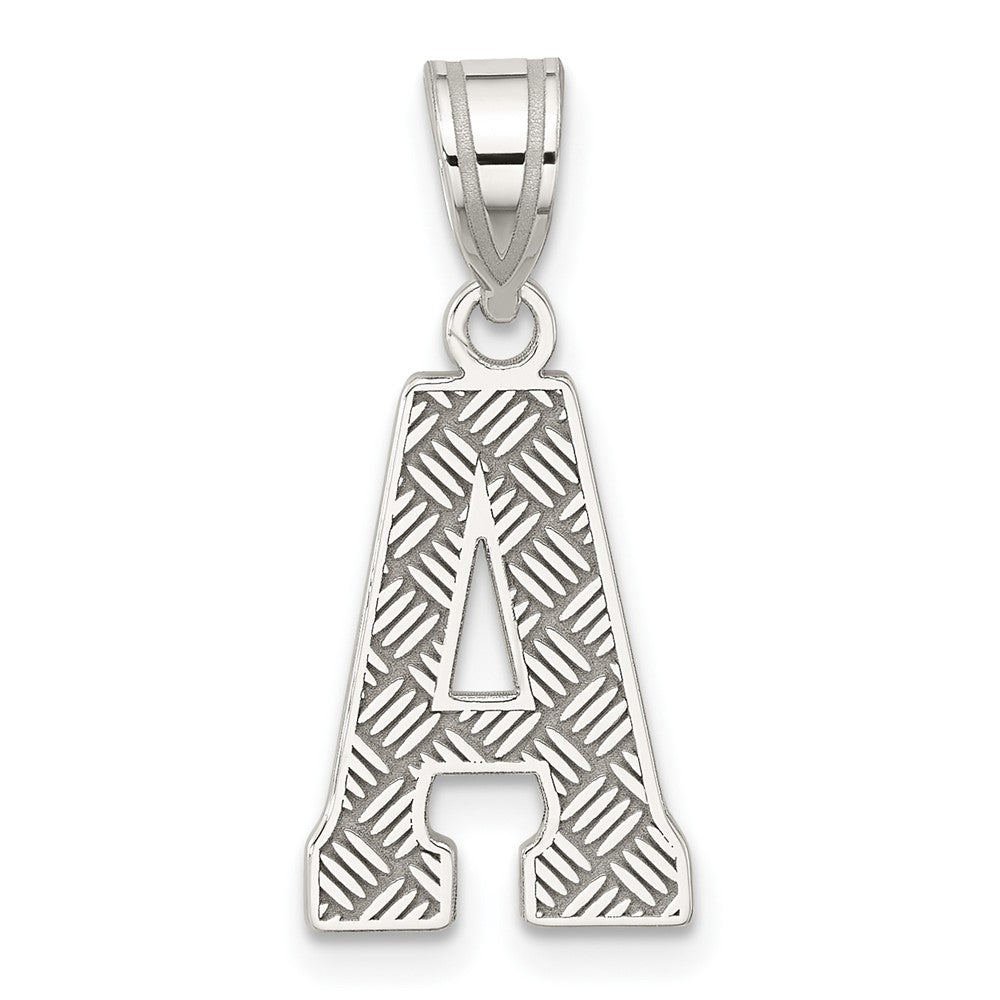 Sterling Silver Rhodium-Plated Letter A Initial Pendant