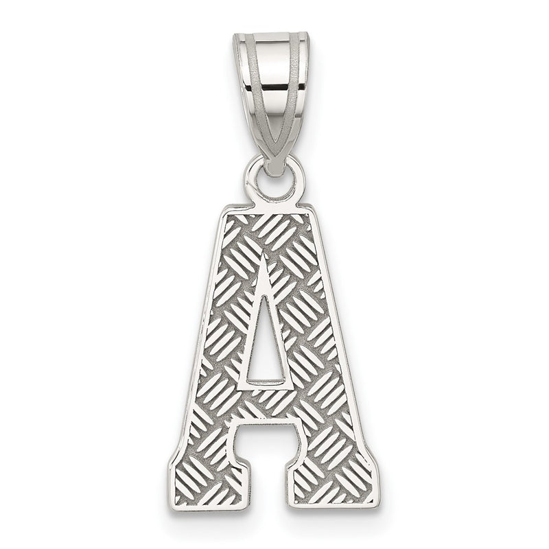 Sterling Silver Rhodium-Plated Letter A Initial Pendant