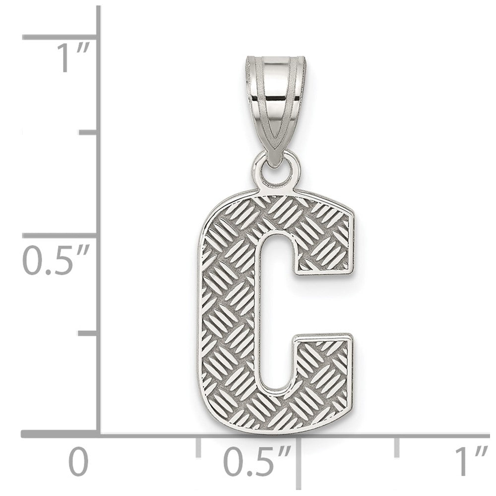 Sterling Silver Rhodium-Plated Letter C Initial Pendant