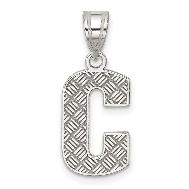 Sterling Silver Rhodium-Plated Letter C Initial Pendant