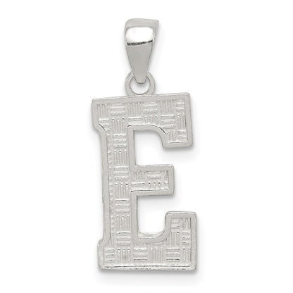 Sterling Silver Rhodium-Plated Letter E Initial Pendant