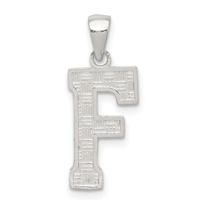 Sterling Silver Rhodium-Plated Letter F Initial Pendant