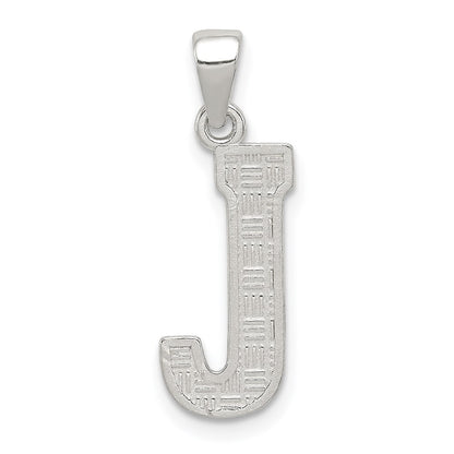 Sterling Silver Rhodium-Plated Letter J Initial Pendant