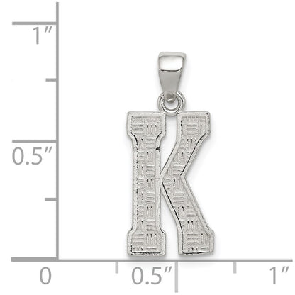 Sterling Silver Rhodium-Plated Letter K Initial Pendant