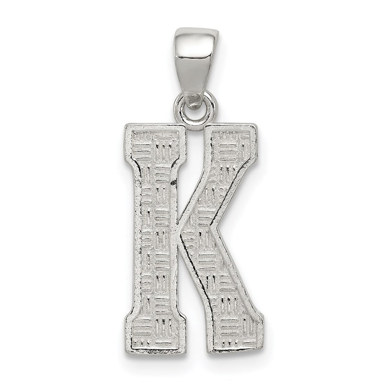 Sterling Silver Rhodium-Plated Letter K Initial Pendant