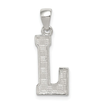 Sterling Silver Rhodium-Plated Letter L Initial Pendant