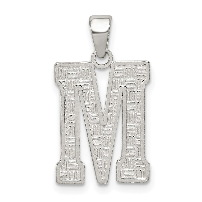 Sterling Silver Rhodium-Plated Letter M Initial Pendant