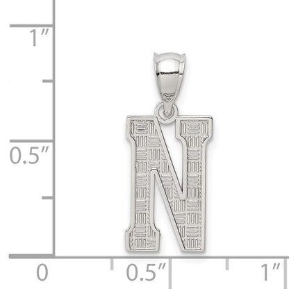 Sterling Silver Rhodium-Plated Letter N Initial Pendant
