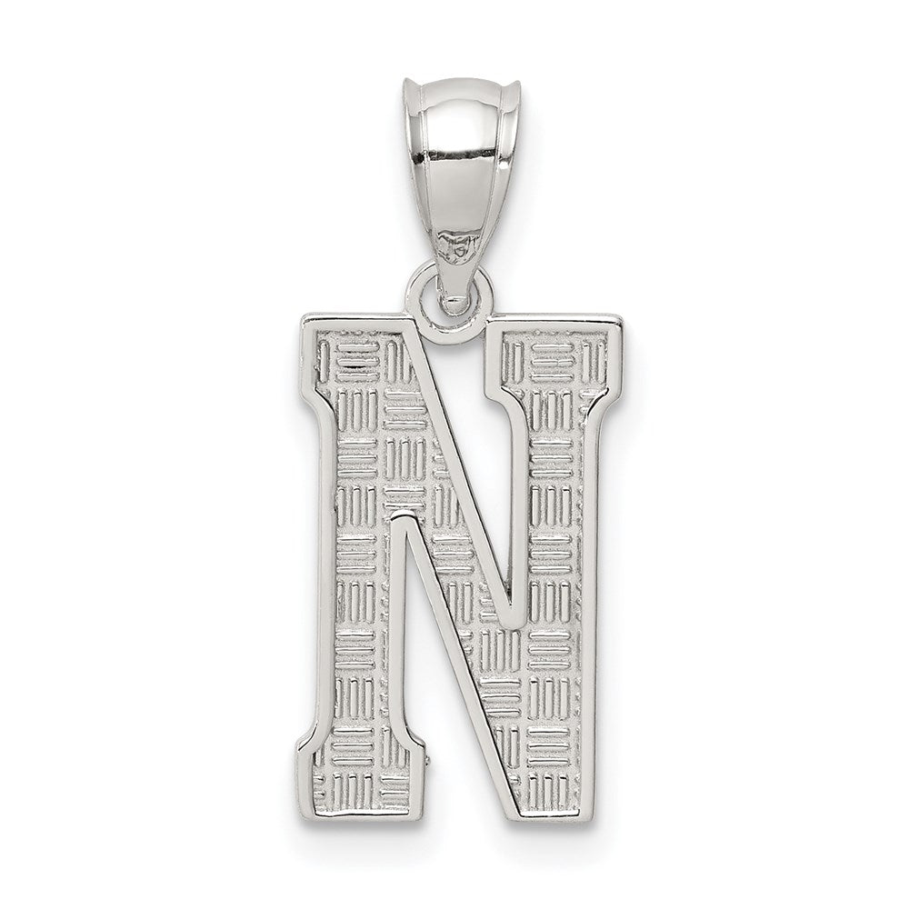 Sterling Silver Rhodium-Plated Letter N Initial Pendant