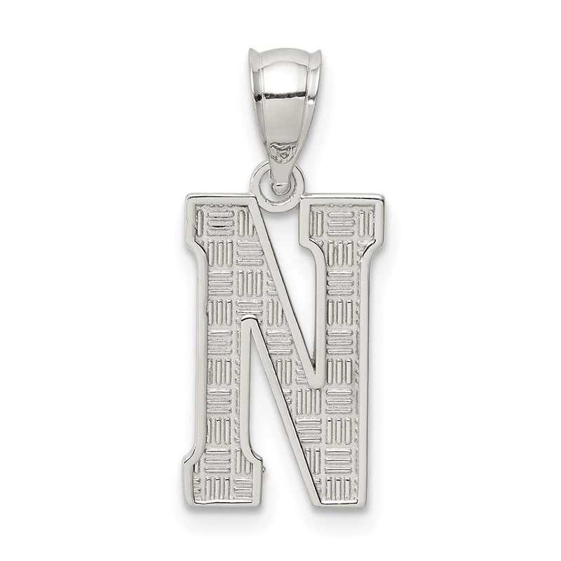 Sterling Silver Rhodium-Plated Letter N Initial Pendant
