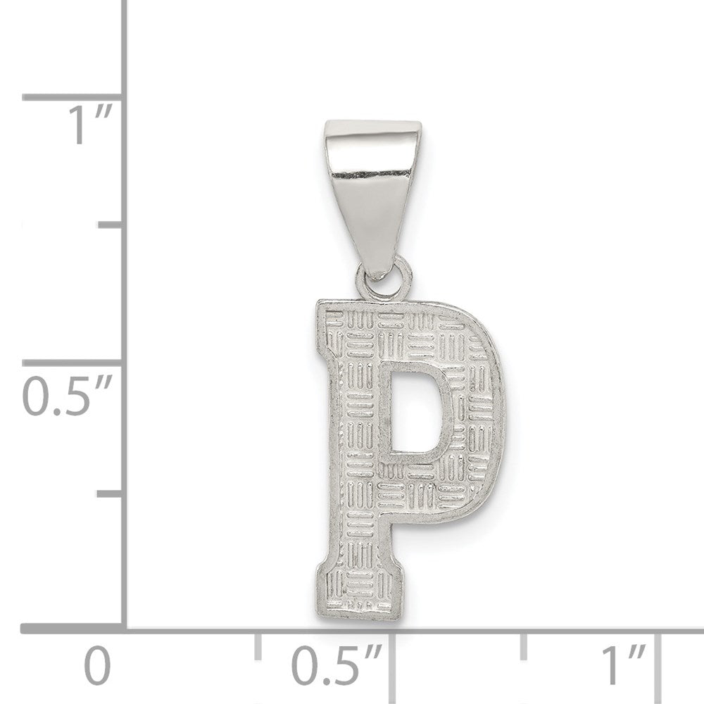 Sterling Silver Rhodium-Plated Letter P Initial Pendant