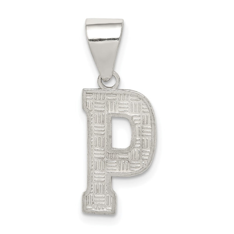 Sterling Silver Rhodium-Plated Letter P Initial Pendant
