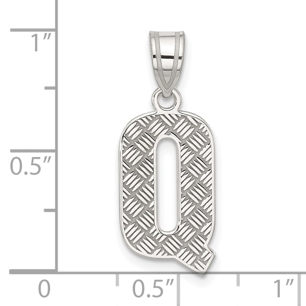 Sterling Silver Rhodium-Plated Letter Q Initial Pendant