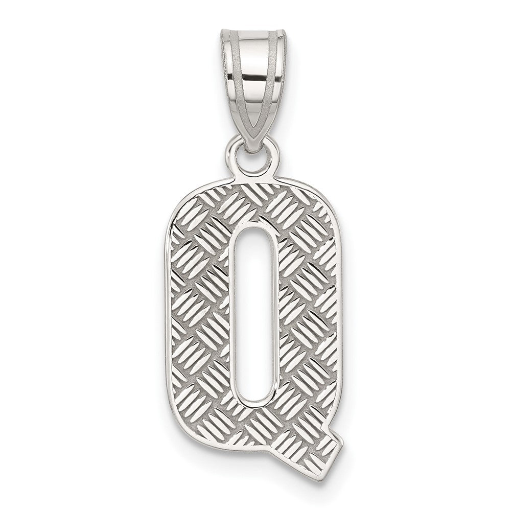 Sterling Silver Rhodium-Plated Letter Q Initial Pendant