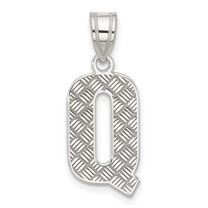 Sterling Silver Rhodium-Plated Letter Q Initial Pendant