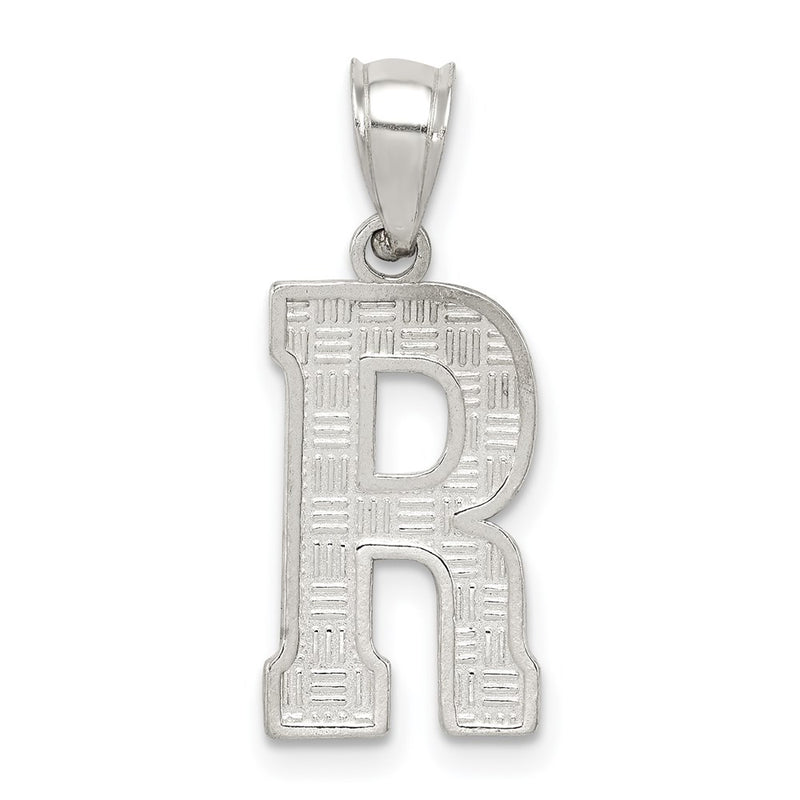 Sterling Silver Rhodium-Plated Letter R Initial Pendant