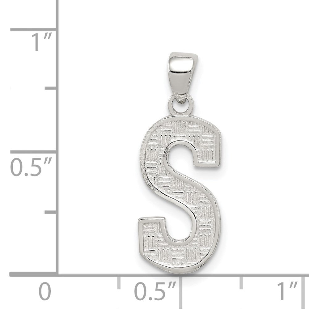 Sterling Silver Rhodium-Plated Letter S Initial Pendant