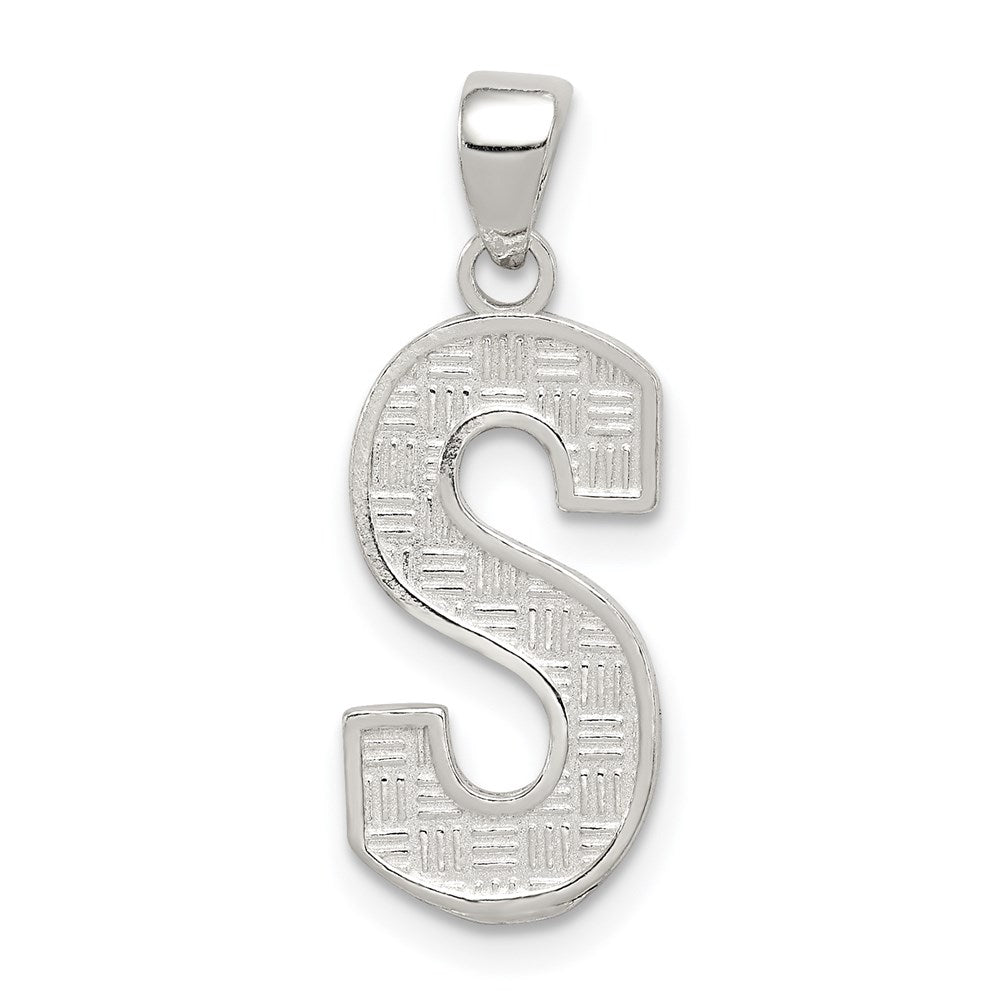 Sterling Silver Rhodium-Plated Letter S Initial Pendant