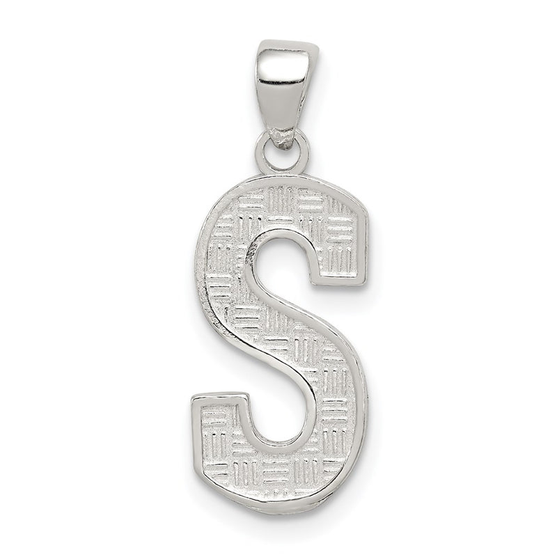 Sterling Silver Rhodium-Plated Letter S Initial Pendant