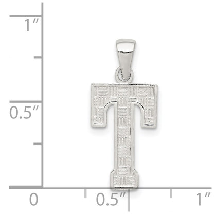 Sterling Silver Rhodium-Plated Letter T Initial Pendant