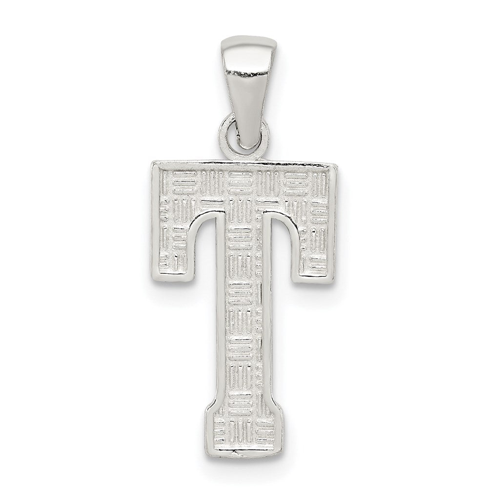Sterling Silver Rhodium-Plated Letter T Initial Pendant