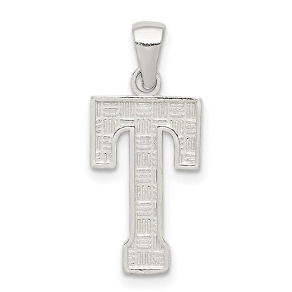 Sterling Silver Rhodium-Plated Letter T Initial Pendant