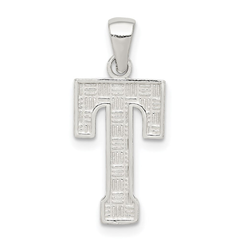 Sterling Silver Rhodium-Plated Letter T Initial Pendant