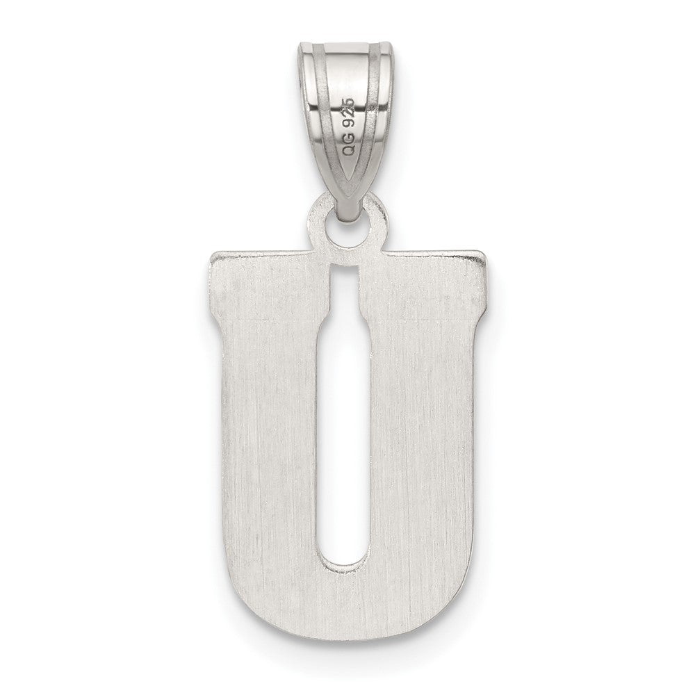 Sterling Silver Rhodium-Plated Letter U Initial Pendant