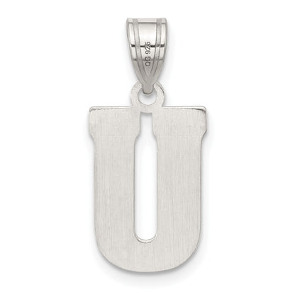 Sterling Silver Rhodium-Plated Letter U Initial Pendant
