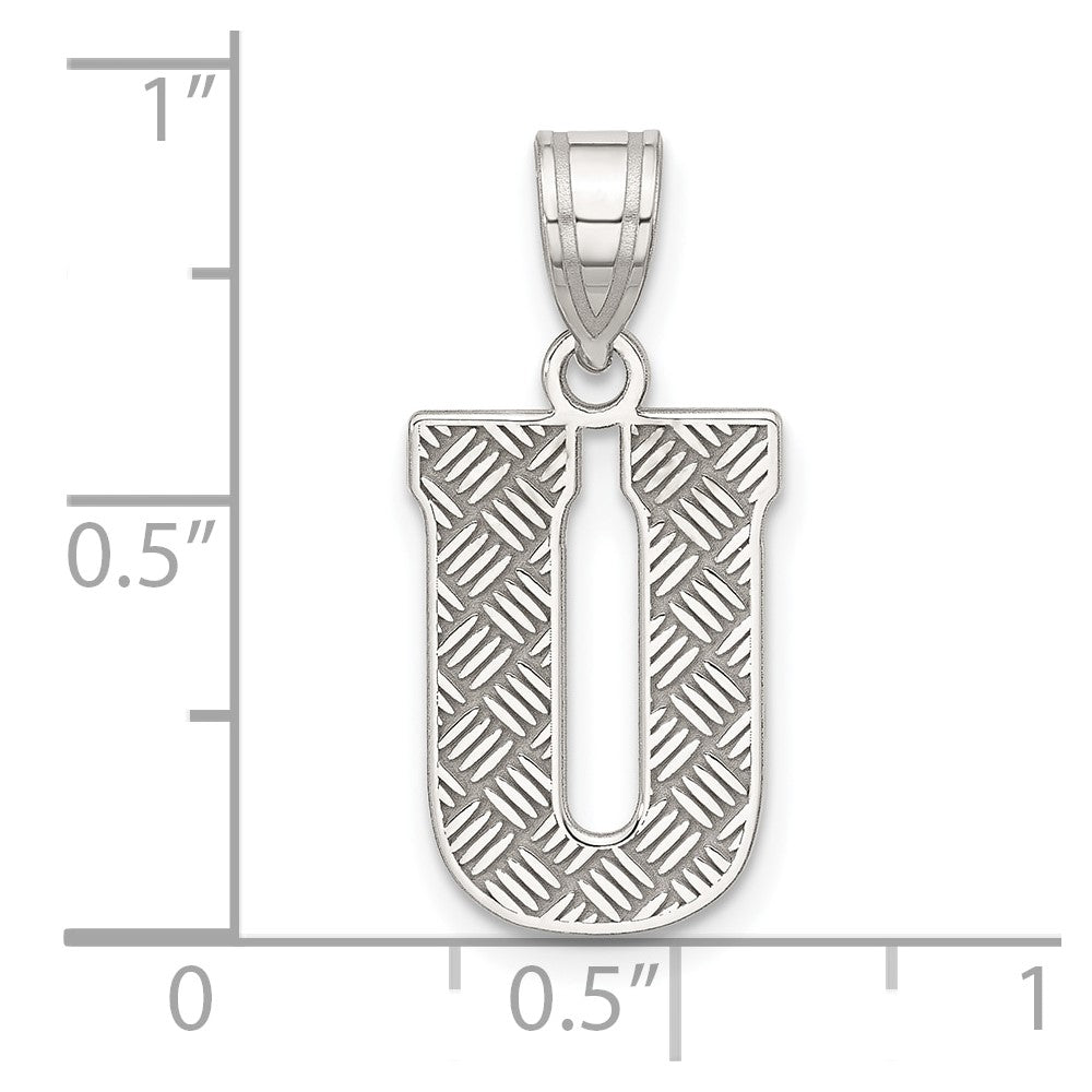 Sterling Silver Rhodium-Plated Letter U Initial Pendant