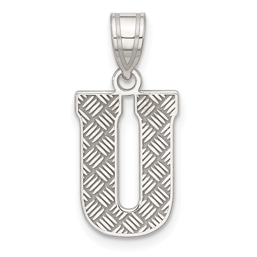 Sterling Silver Rhodium-Plated Letter U Initial Pendant