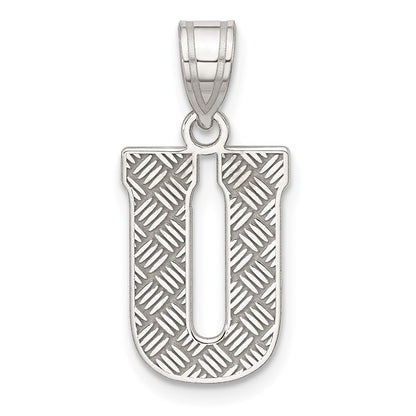 Sterling Silver Rhodium-Plated Letter U Initial Pendant