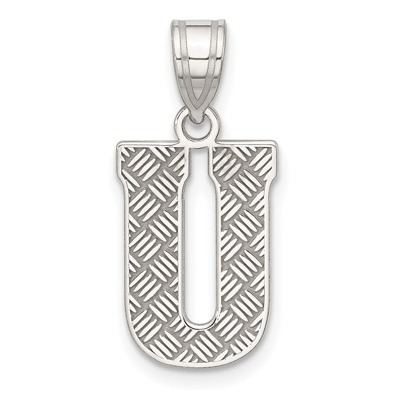 Sterling Silver Rhodium-Plated Letter U Initial Pendant
