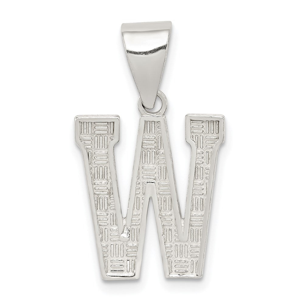 Sterling Silver Rhodium-Plated Letter W Initial Pendant