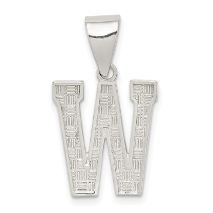 Sterling Silver Rhodium-Plated Letter W Initial Pendant