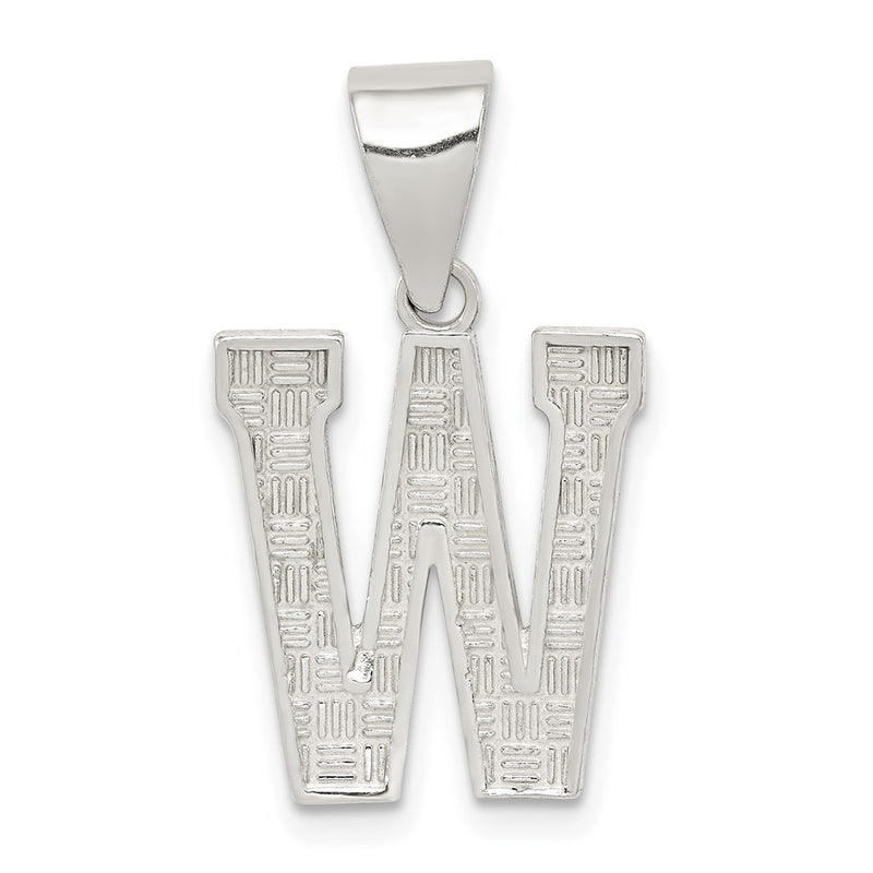 Sterling Silver Rhodium-Plated Letter W Initial Pendant