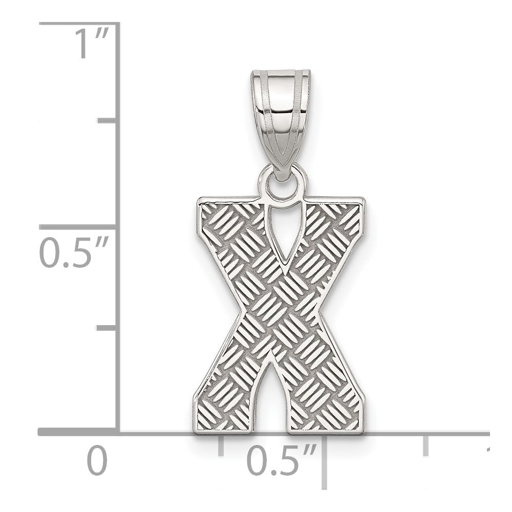 Sterling Silver Rhodium-Plated Letter X Initial Pendant