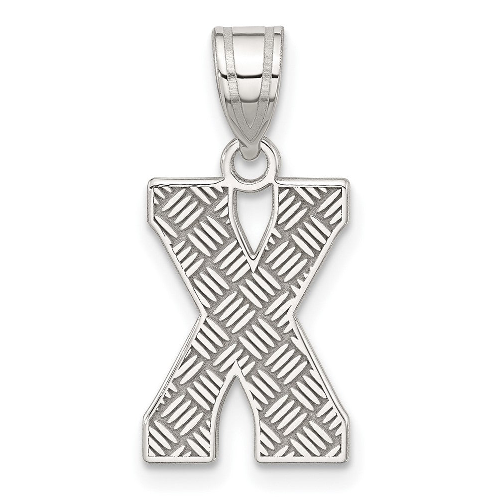 Sterling Silver Rhodium-Plated Letter X Initial Pendant