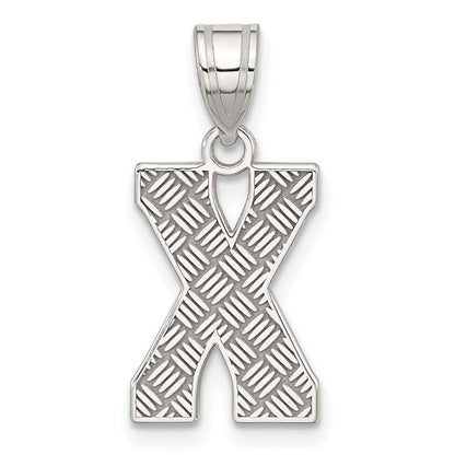 Sterling Silver Rhodium-Plated Letter X Initial Pendant