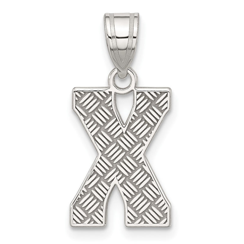 Sterling Silver Rhodium-Plated Letter X Initial Pendant