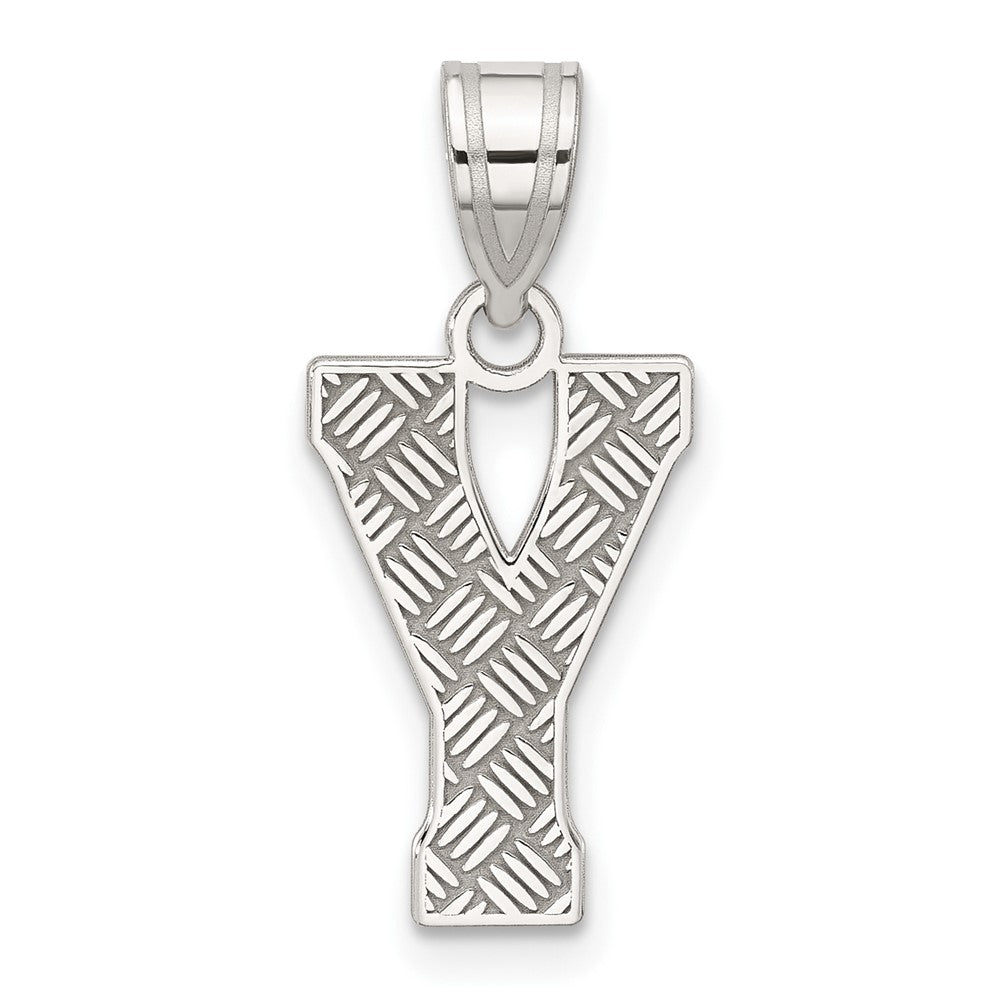 Sterling Silver Rhodium-Plated Letter Y Initial Pendant