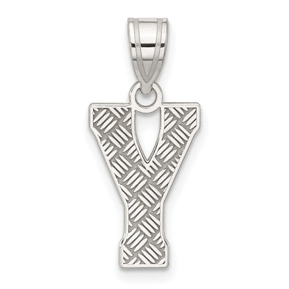 Sterling Silver Rhodium-Plated Letter Y Initial Pendant